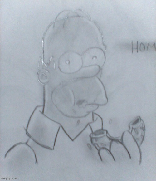 Drawing of Homer Simpson I made! | image tagged in drawing,homer simpson | made w/ Imgflip meme maker