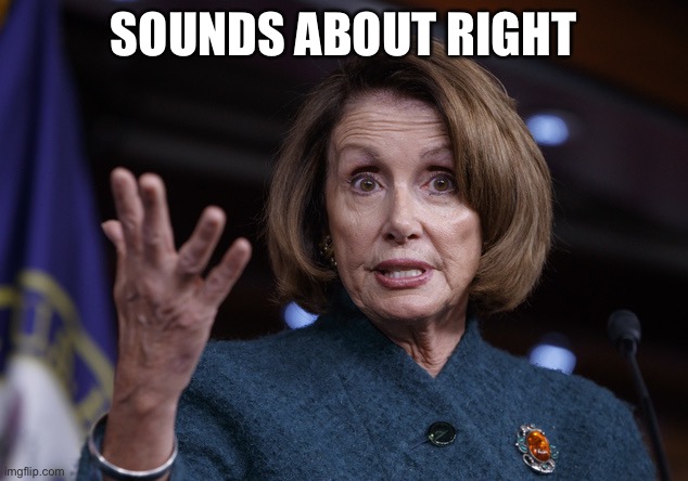 Good old Nancy Pelosi | SOUNDS ABOUT RIGHT | image tagged in good old nancy pelosi | made w/ Imgflip meme maker
