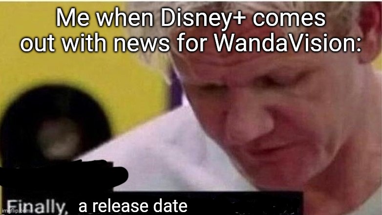 MARK YOUR CALENDARS!! JANUARY 15TH 2021 | Me when Disney+ comes out with news for WandaVision:; a release date | image tagged in gordon ramsay finally some good censored ed | made w/ Imgflip meme maker