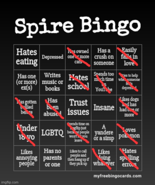 Bingo m8 | image tagged in spire bingo | made w/ Imgflip meme maker
