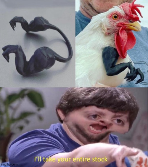 Finally, all chickens can become one with their ancestors, the T-Rex | image tagged in i'll take your entire stock,invest,shut up and take my money fry,memes | made w/ Imgflip meme maker