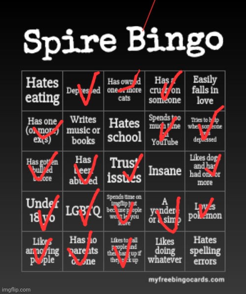 Oh nu | image tagged in spire bingo | made w/ Imgflip meme maker