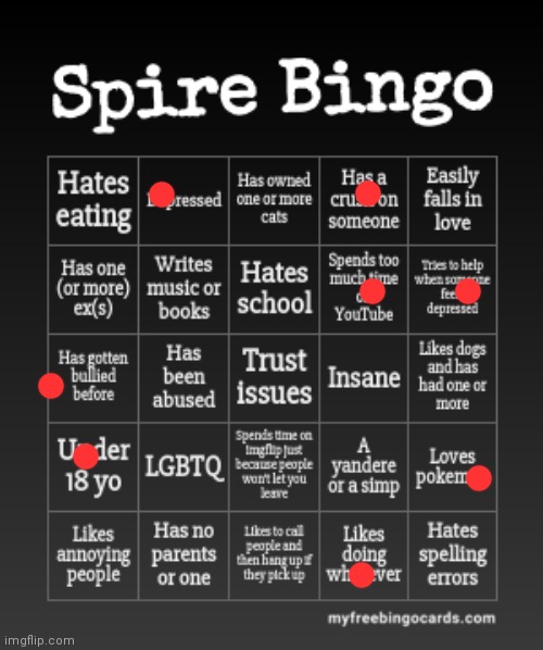 I sorta need to vent in comments, anyone gonna be in there? | image tagged in spire bingo | made w/ Imgflip meme maker