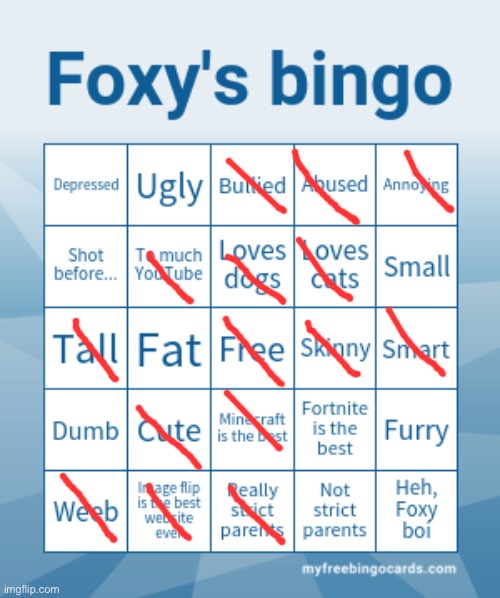 Well shit, I have two. | image tagged in foxy's bingo | made w/ Imgflip meme maker