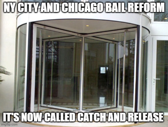Get out of Jail Free Card | NY CITY AND CHICAGO BAIL REFORM; IT'S NOW CALLED CATCH AND RELEASE | image tagged in revolving door,chicago,new york city,police,crime,bail | made w/ Imgflip meme maker