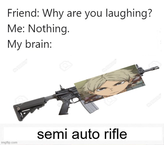 why | semi auto rifle | image tagged in why are you laughing | made w/ Imgflip meme maker