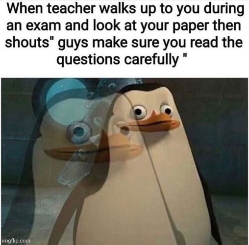 When the teacher comes to your desi and says.. | image tagged in penguins of madagascar,memes | made w/ Imgflip meme maker