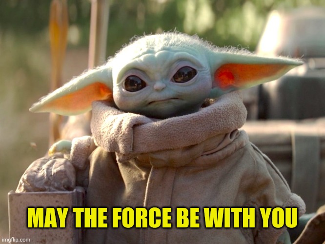 Baby Yoda | MAY THE FORCE BE WITH YOU | image tagged in baby yoda | made w/ Imgflip meme maker