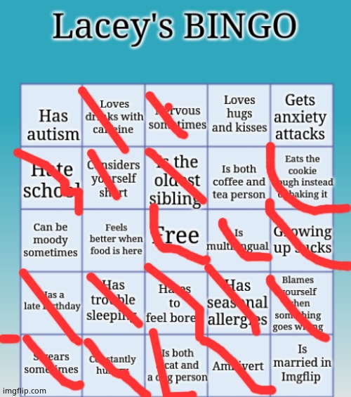 Lacey's BINGO | image tagged in lacey's bingo | made w/ Imgflip meme maker