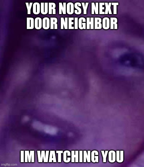 YOUR NOSY NEXT DOOR NEIGHBOR; IM WATCHING YOU | image tagged in memes | made w/ Imgflip meme maker