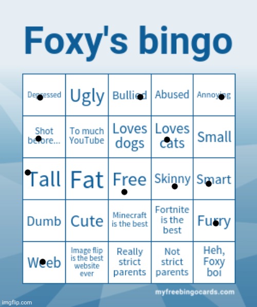 Not that anyone will care at all, buuut | image tagged in foxy's bingo | made w/ Imgflip meme maker
