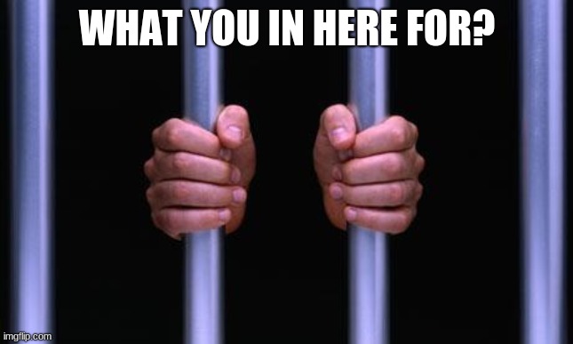 Prison Bars | WHAT YOU IN HERE FOR? | image tagged in prison bars | made w/ Imgflip meme maker