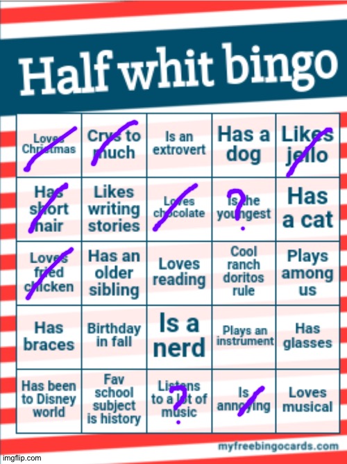 E | image tagged in half whit bingo | made w/ Imgflip meme maker