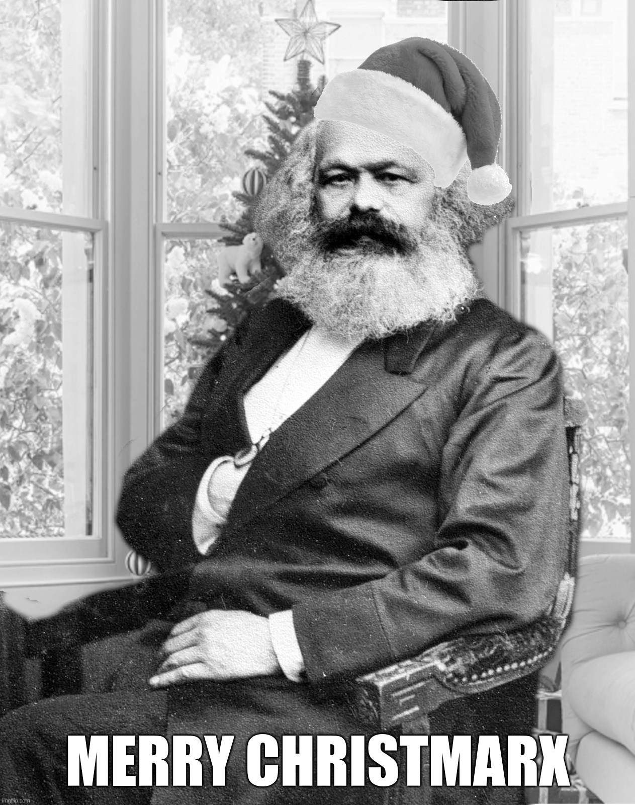 Merry Christmarx | MERRY CHRISTMARX | image tagged in merry,christmass,karl,marx,capital,communism | made w/ Imgflip meme maker