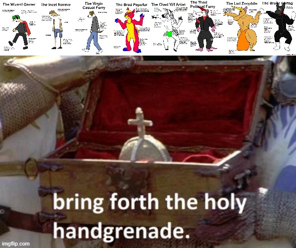 The one of the most toxic Images I've ever seen | image tagged in bring forth the holy hand grenade,furry,satanic,toxic,fandoms,wtf | made w/ Imgflip meme maker