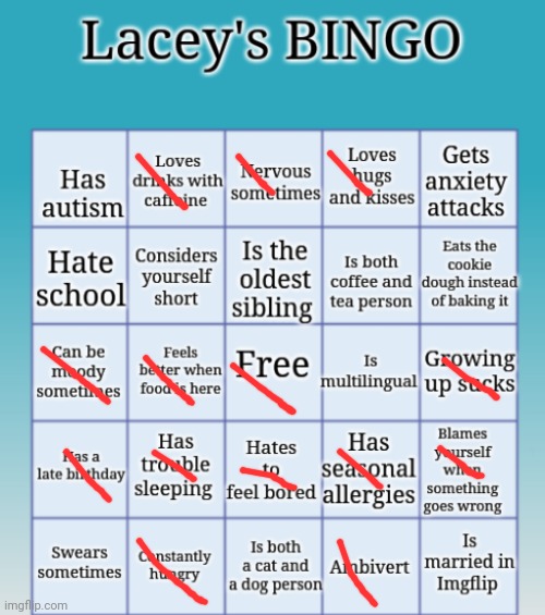I know a little spanish, but not enough to be considered multilingual | image tagged in lacey's bingo | made w/ Imgflip meme maker