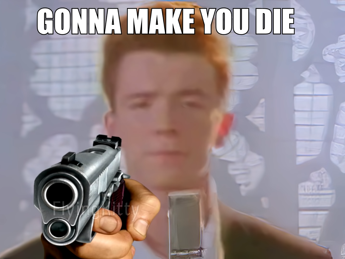 rick astley holding a gun Blank Meme Template