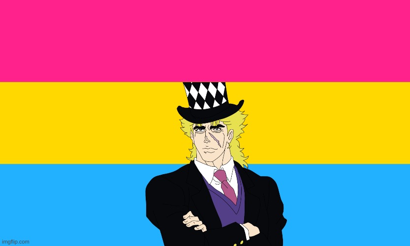 Speedweed Pansexual flag | image tagged in jojo's bizarre adventure,jojo,jjba,speedwagon,jojoke,pan | made w/ Imgflip meme maker