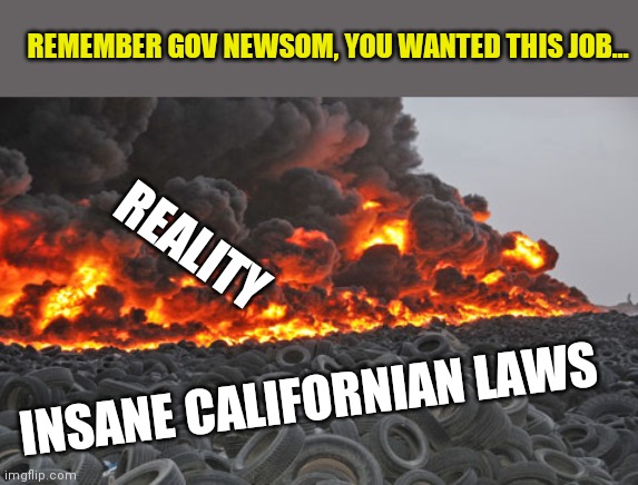 California keeps you safe from straws at least right? | REMEMBER GOV NEWSOM, YOU WANTED THIS JOB... REALITY; INSANE CALIFORNIAN LAWS | image tagged in tire fire,california | made w/ Imgflip meme maker