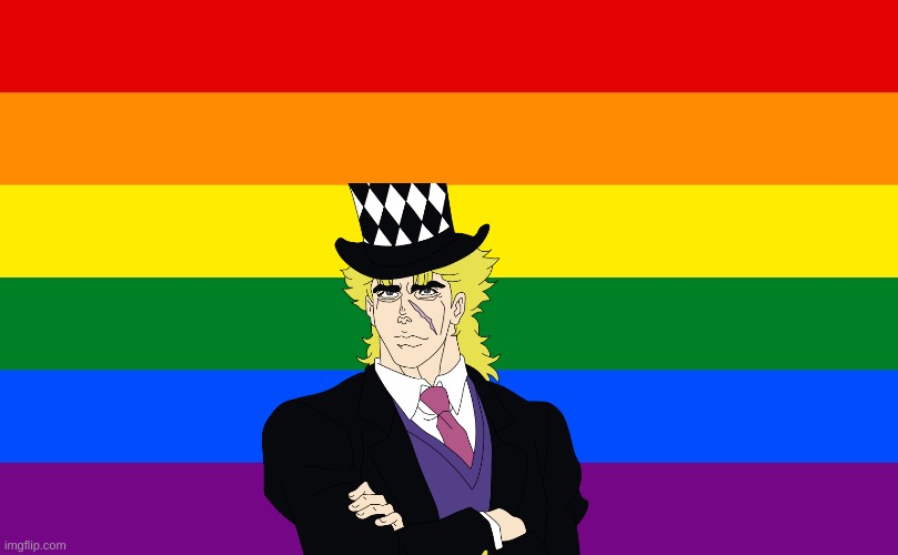 speedwagon gay flag | image tagged in jojo's bizarre adventure,jjba,jojoke,jojo,gay,flag | made w/ Imgflip meme maker