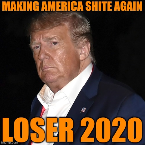 Sad Trump | MAKING AMERICA SHITE AGAIN; LOSER 2020 | image tagged in biggest loser,racist,rapist,liar,cheater,trump unfit unqualified dangerous | made w/ Imgflip meme maker