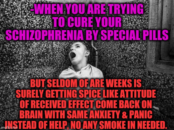 -Hate did stuff. | -WHEN YOU ARE TRYING TO CURE YOUR SCHIZOPHRENIA BY SPECIAL PILLS; BUT SELDOM OF ARE WEEKS IS SURELY GETTING SPICE LIKE ATTITUDE OF RECEIVED EFFECT COME BACK ON BRAIN WITH SAME ANXIETY & PANIC INSTEAD OF HELP, NO ANY SMOKE IN NEEDED. | image tagged in bpp asylum,spicer,old spice,drugs are bad,come back,tax returns | made w/ Imgflip meme maker