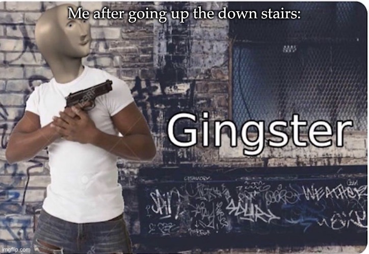 Meme man | Me after going up the down stairs: | image tagged in meme man,gingster,bruh,funny | made w/ Imgflip meme maker
