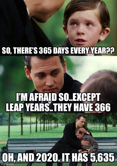 Wake Me Up When It’s Over | SO, THERE’S 365 DAYS EVERY YEAR?? I’M AFRAID SO..EXCEPT LEAP YEARS..THEY HAVE 366; OH, AND 2020. IT HAS 5,635 | image tagged in memes,finding neverland,lynch1979,2020 sucks,funny memes,lol | made w/ Imgflip meme maker