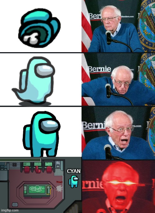 Bernie Sanders reaction (nuked) | CYAN | image tagged in bernie sanders reaction nuked | made w/ Imgflip meme maker