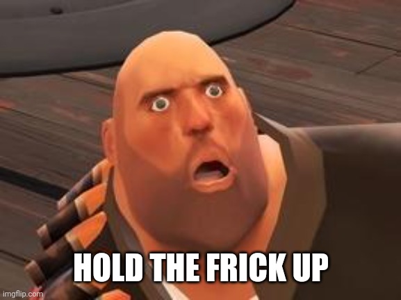 TF2 Heavy | HOLD THE FRICK UP | image tagged in tf2 heavy | made w/ Imgflip meme maker