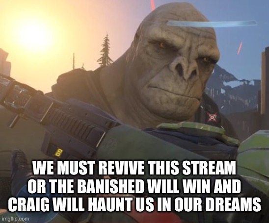 Halo Infinite |  WE MUST REVIVE THIS STREAM OR THE BANISHED WILL WIN AND CRAIG WILL HAUNT US IN OUR DREAMS | image tagged in halo infinite | made w/ Imgflip meme maker