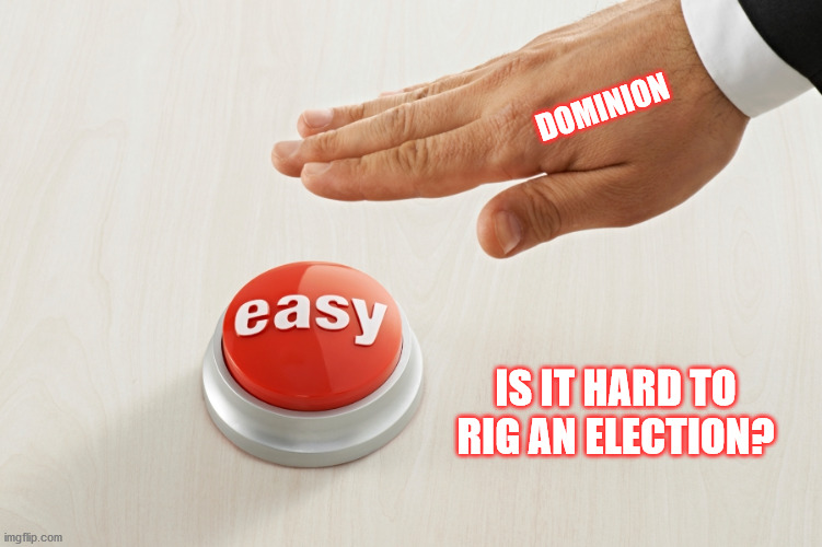 Rigging | DOMINION; IS IT HARD TO RIG AN ELECTION? | image tagged in election 2020 | made w/ Imgflip meme maker