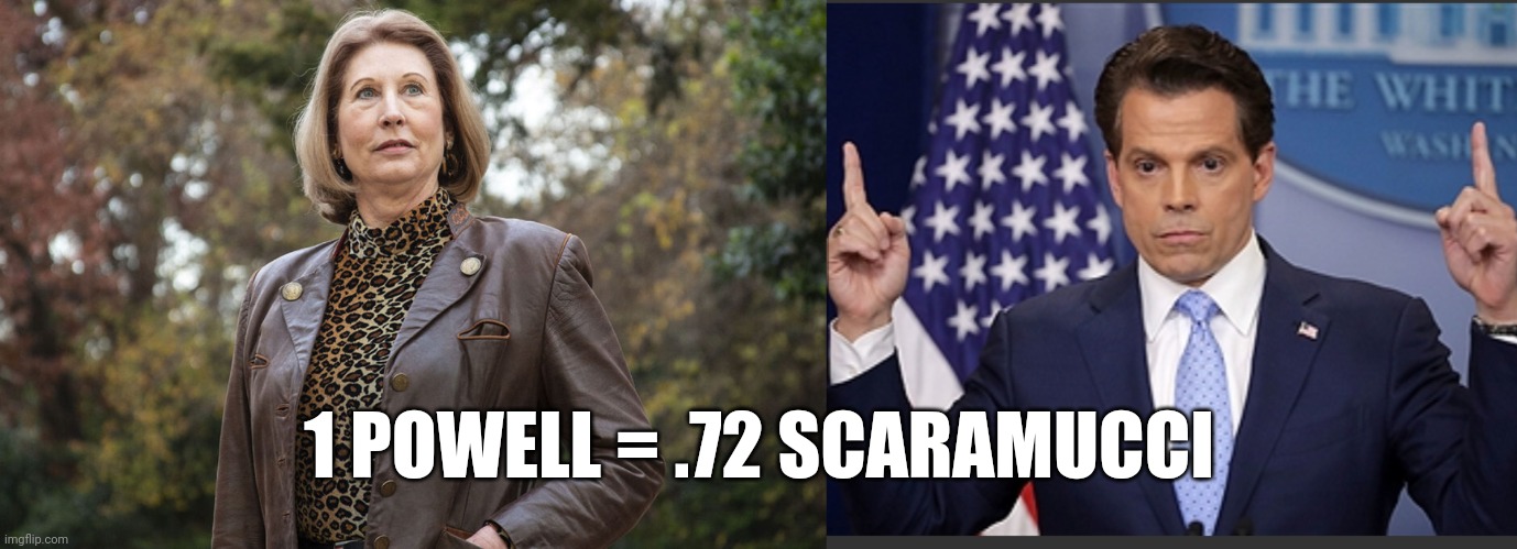Imperial units of time | 1 POWELL = .72 SCARAMUCCI | image tagged in sidney the biden hunter,scaramucci dance | made w/ Imgflip meme maker