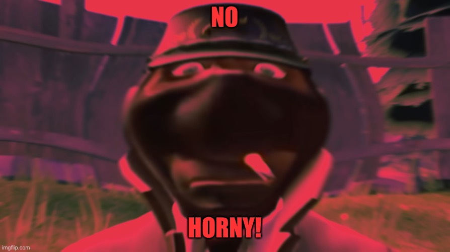 Spy looking | NO; HORNY! | image tagged in spy looking | made w/ Imgflip meme maker
