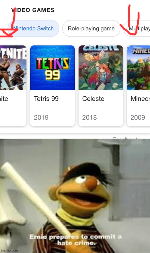 image tagged in ernie prepares to commit a hate crime,minecraft,fortnite | made w/ Imgflip meme maker