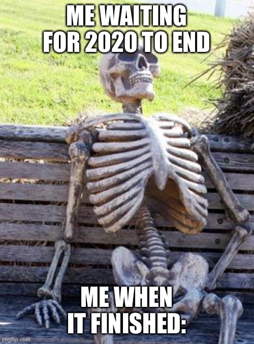 Waiting Skeleton Meme | ME WAITING FOR 2020 TO END; ME WHEN IT FINISHED: | image tagged in memes,waiting skeleton | made w/ Imgflip meme maker