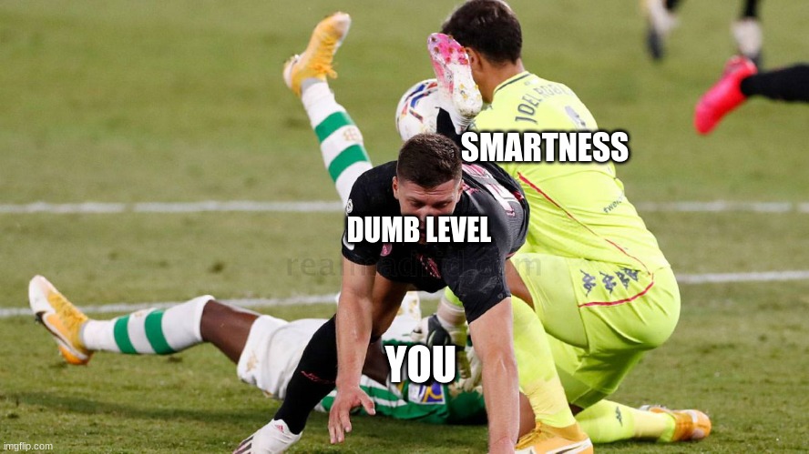 You Dumb (Football #1) | SMARTNESS; DUMB LEVEL; YOU | image tagged in football | made w/ Imgflip meme maker