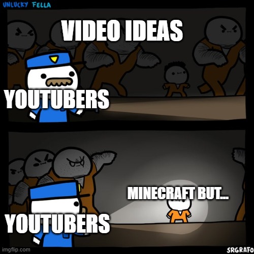 bruv |  VIDEO IDEAS; YOUTUBERS; MINECRAFT BUT... YOUTUBERS | image tagged in srgrafo prison | made w/ Imgflip meme maker