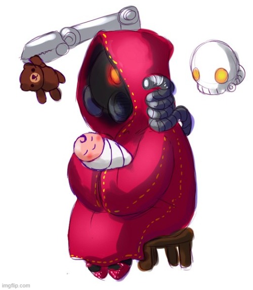 A Tech-Priest taking care of a baby | made w/ Imgflip meme maker
