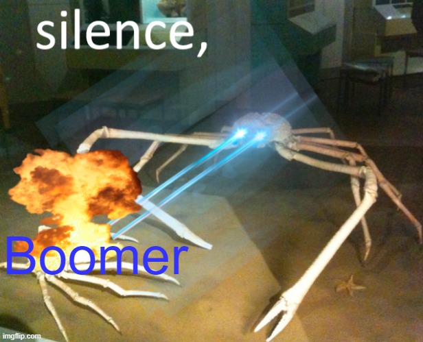 Silence Crab | Boomer | image tagged in silence crab | made w/ Imgflip meme maker