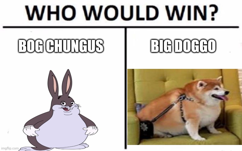Big Chungus | BOG CHUNGUS; BIG DOGGO | image tagged in memes,who would win | made w/ Imgflip meme maker