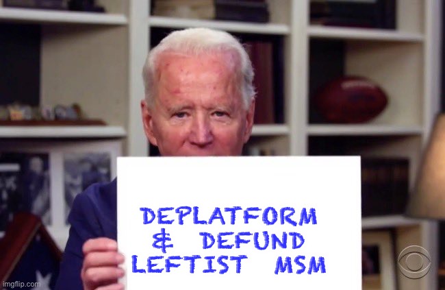 Joe Biden sign | DEPLATFORM 
   &  DEFUND  
 LEFTIST  MSM | image tagged in joe biden sign | made w/ Imgflip meme maker