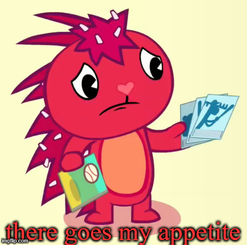 Non-Amused Flaky (HTF) | there goes my appetite | image tagged in non-amused flaky htf | made w/ Imgflip meme maker