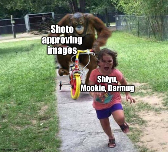 .___. | Shoto approving images; Shiyu, Mookie, Darmug | image tagged in run | made w/ Imgflip meme maker