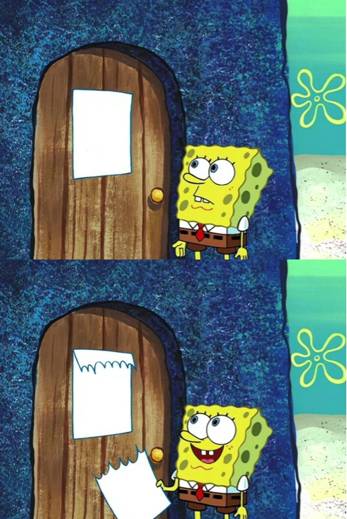 High Quality Spongebob Door Note Blank Meme Template