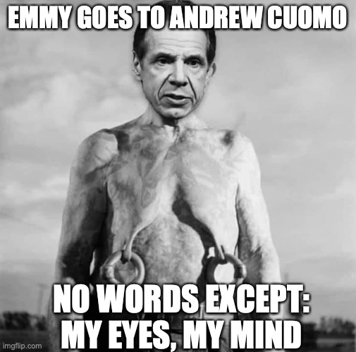 Emmy-award winner Andrew Cuomo | EMMY GOES TO ANDREW CUOMO; NO WORDS EXCEPT: MY EYES, MY MIND | image tagged in andrew cuomo,emmy andrew cuomo | made w/ Imgflip meme maker