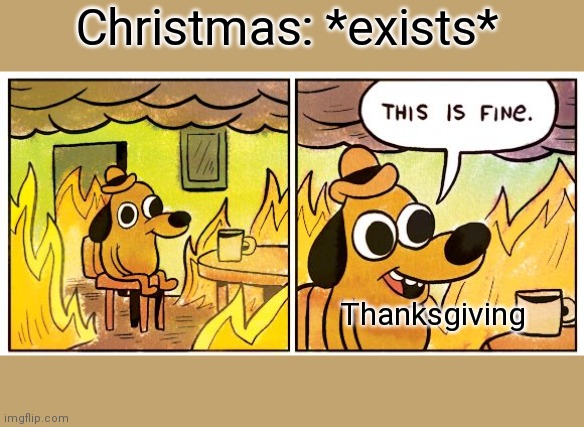 This Is Fine Meme | Christmas: *exists*; Thanksgiving | image tagged in memes,this is fine | made w/ Imgflip meme maker