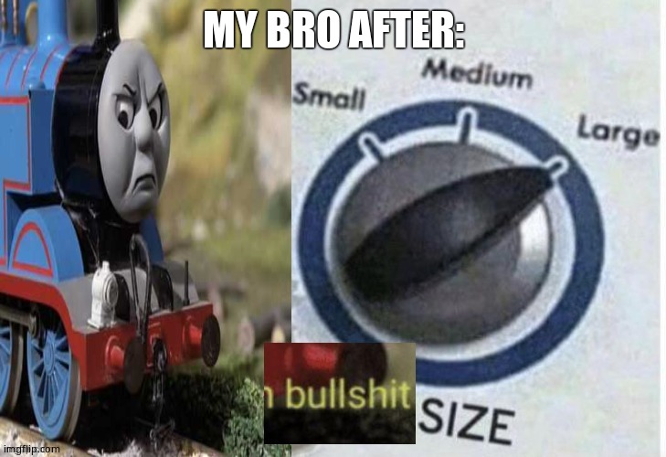 Bullshit size | MY BRO AFTER: | image tagged in bullshit size | made w/ Imgflip meme maker