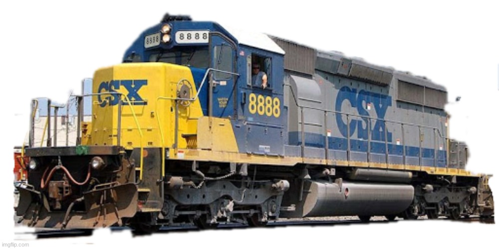 Here's another one. I'm not good enough with Kapwings tools to edit out the stuff between the handrails yet | image tagged in csx 8888 transparent | made w/ Imgflip meme maker