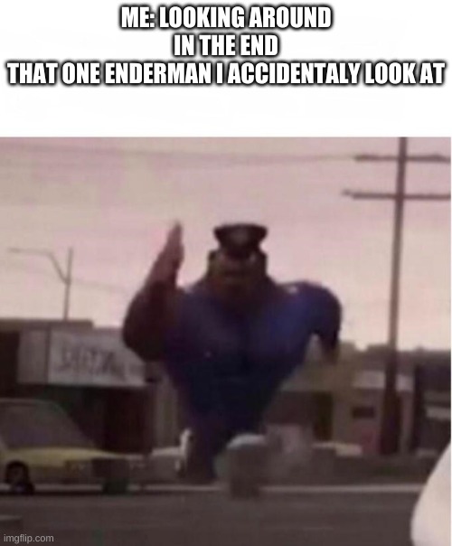 Officer Earl Running | ME: LOOKING AROUND IN THE END
THAT ONE ENDERMAN I ACCIDENTALY LOOK AT | image tagged in officer earl running | made w/ Imgflip meme maker